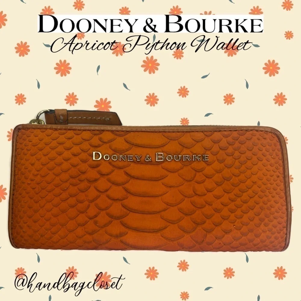 Dooney And Bourke DB Apricot Peach Orange Python Wallet Claremont Caldwell